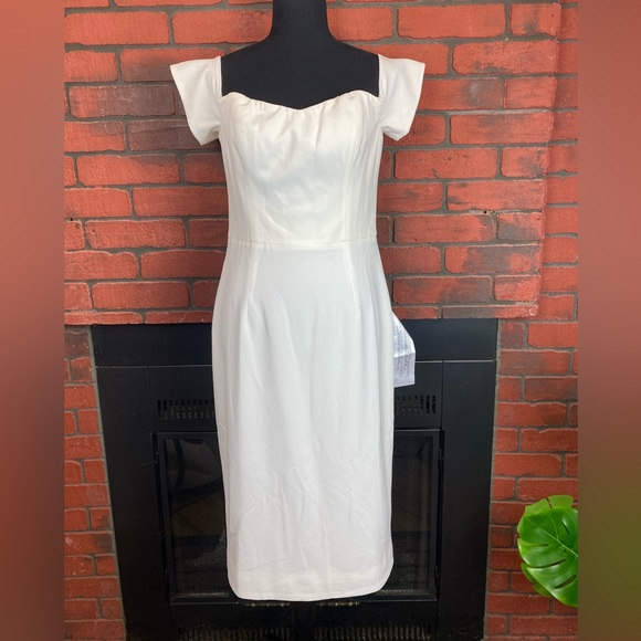 DRESS THE‎ POPULATION Women’s  Bailey Dress Sweetheart Off White Size M - Picture 1 of 9
